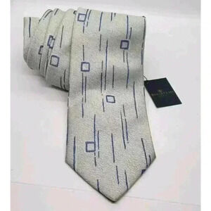 NEW NWT BUGATCHI UOMO Neck Tie 100% Silk Made In Italy Silver Blue MCM Classy